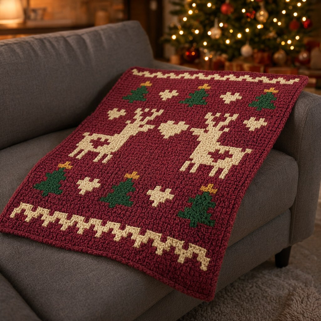 Reindeer Hearts C2C Blanket